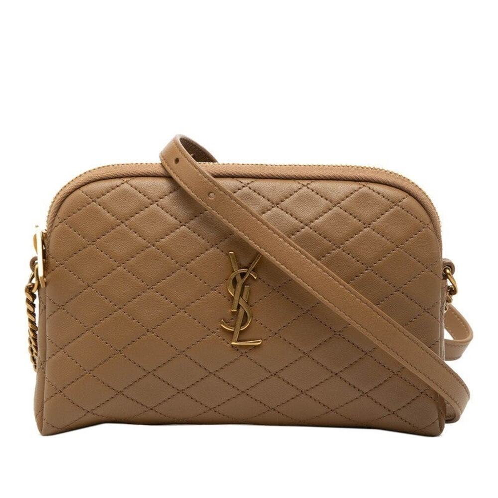 Saint Laurent Cassandra Gaby Quilted Leather Shoulder Bag Beige